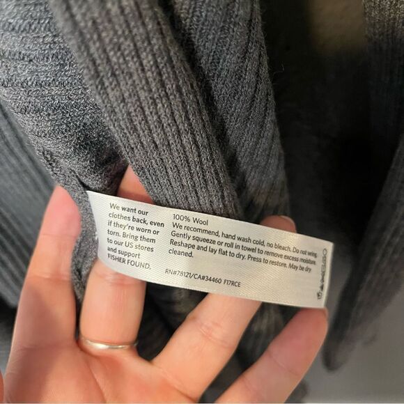 Eileen Fisher Angle Front Cardigan - Ribbed Wool Small - Picture 12 of 13